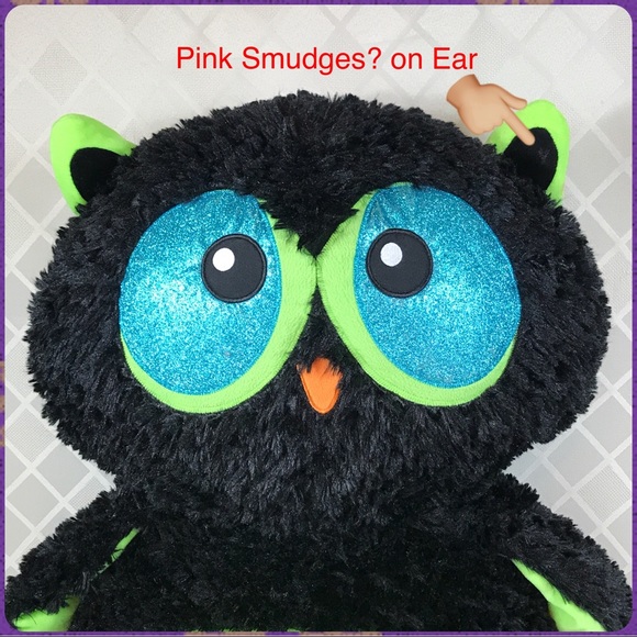 Huge 32" FIESTA Black w Lime Green CHUBBY OWL PLUSH Stuffed Animal Stuffie Toy - Picture 2 of 5